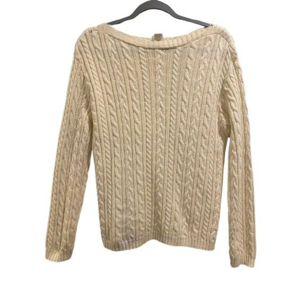Women's Medium Sweater Cherokee Cream Cable Knit Vintage 90's Made USA